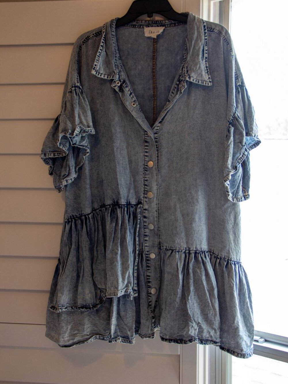 Tiered, Ruffle Denim Dress, Size L